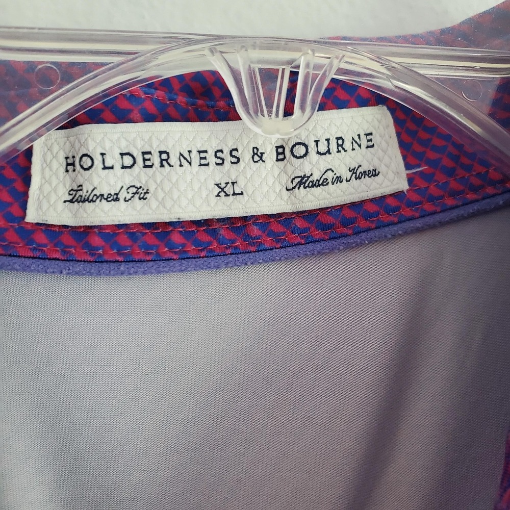 Holderness & Bourne Polo Shirt Mens XL Malibu Cobalt The Byrd Golf Tailored Fit - Picture 3 of 9